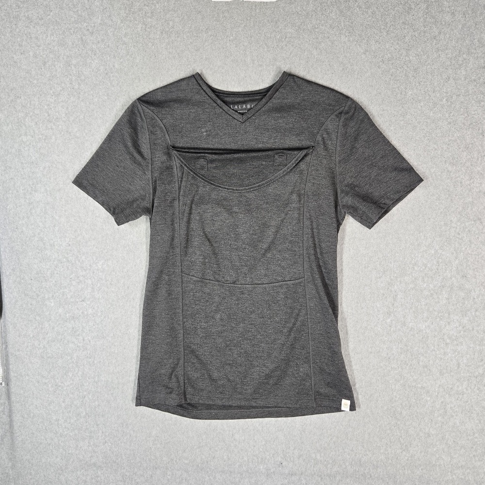 Lalabu Men Shirt M Gray Once Washed Dad Soothe V-Neck Baby Carrier Kangaroo
